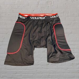 Youper Youth Large Padded Sliding Shorts Baseball Softball Cup Pocket Black L